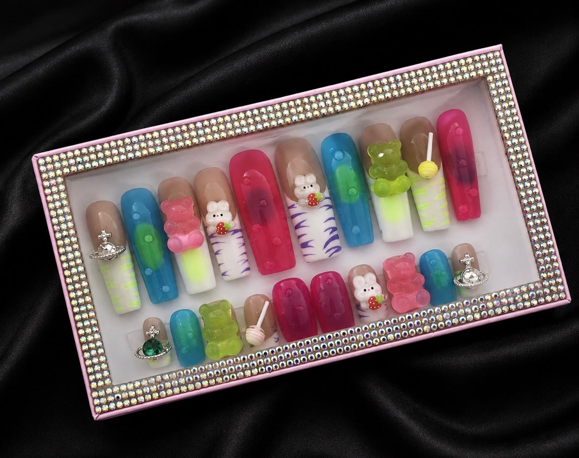 Candy Drip Garden Mommy & Mini Me Press-On Nail Set 🍬💖✨